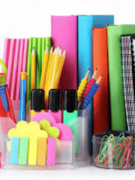 bright stationery and books isolated on ...